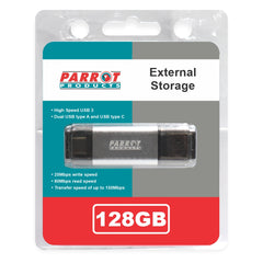 EXTERNAL STORAGE USB 3 TYPE A + USB C 128GB FLASH DRIVE
