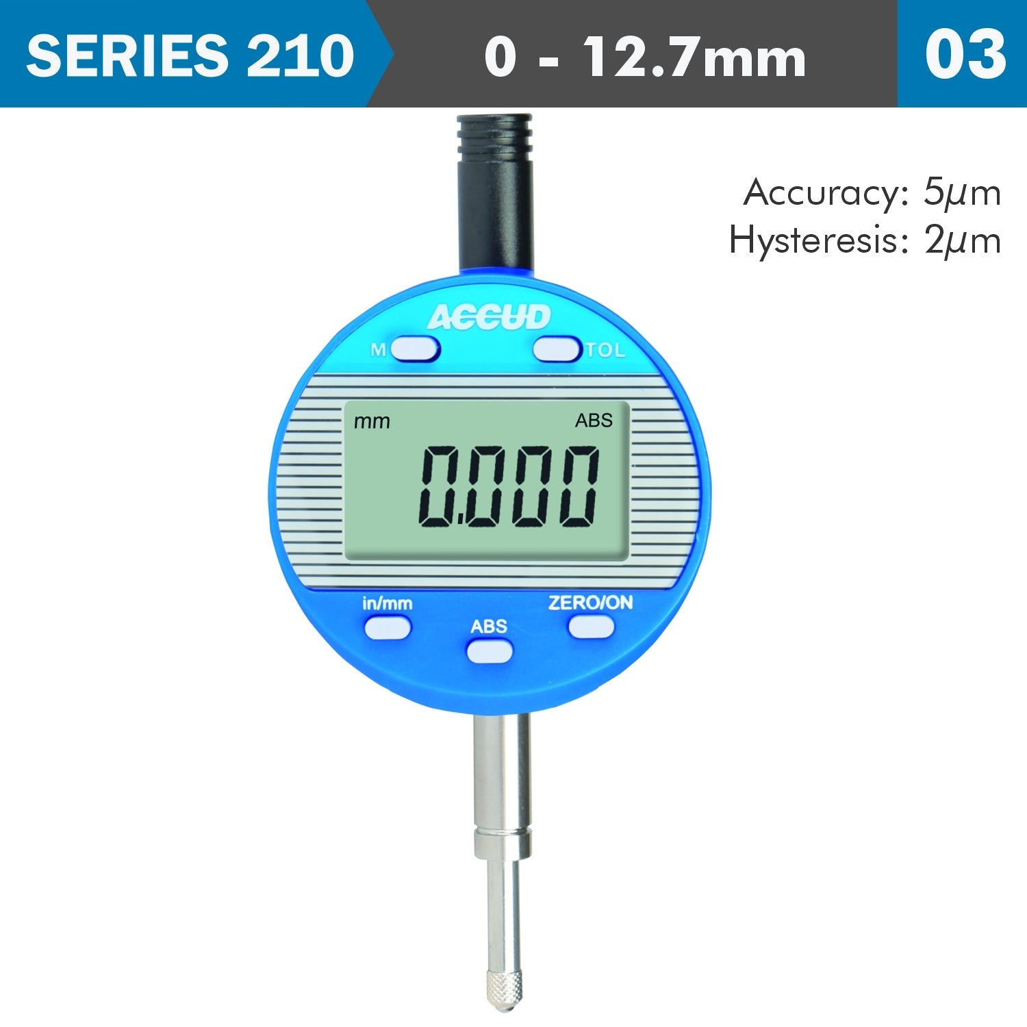 DIG. INDICATOR FLAT & LUG BACK 12.7MM 0.001MM/0.00005'