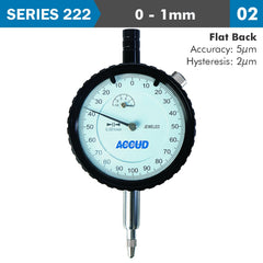 DIAL INDICATOR 1MM 0.001MM GRAD. FLAT BACK
