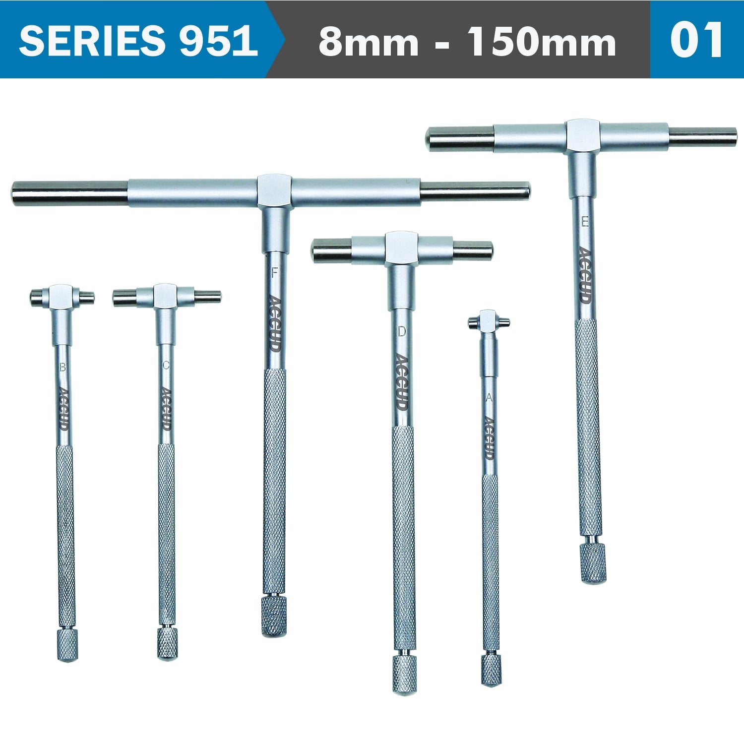 TELESCOPIC GAUGE SET 6PC SATIN CHROME FINISH