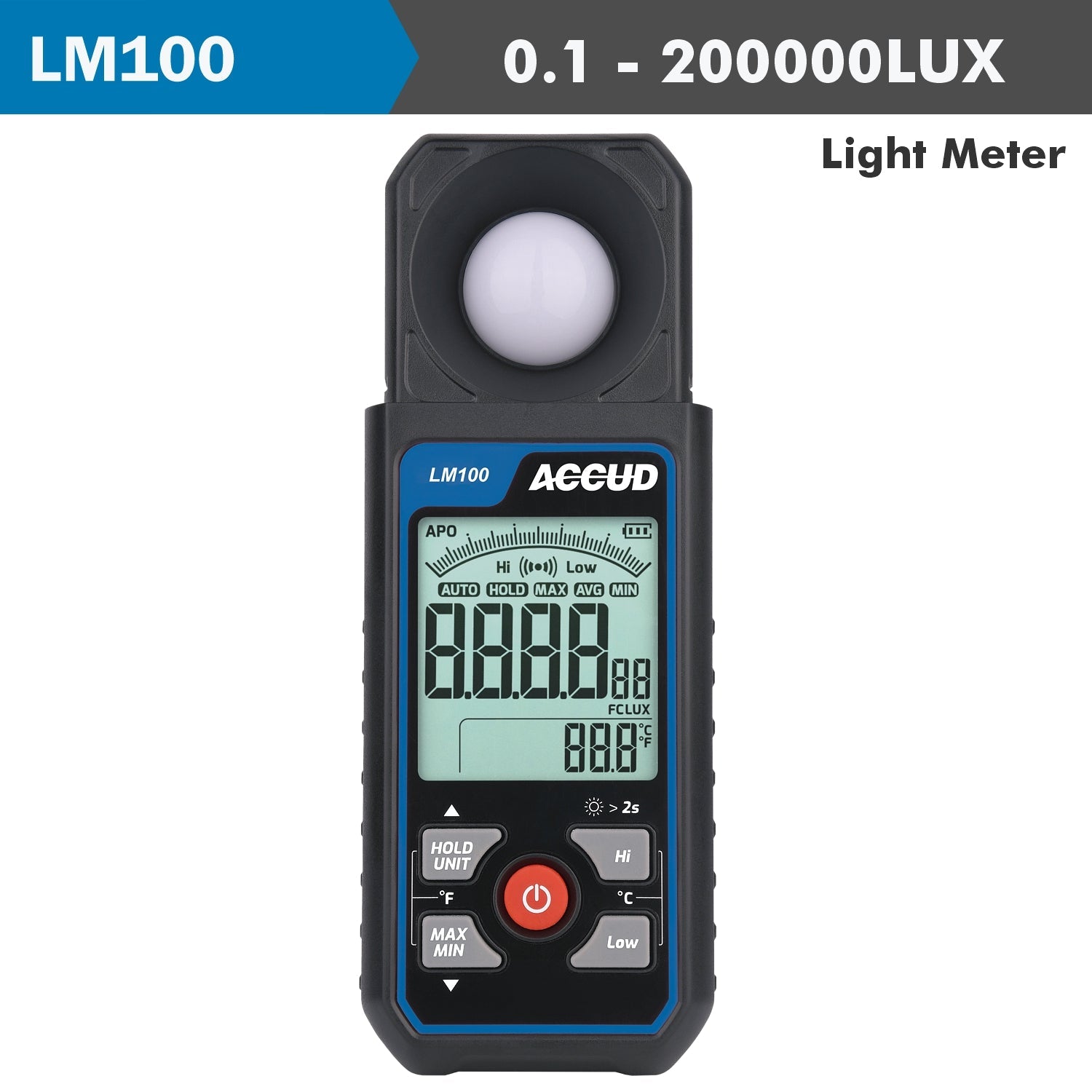 LIGHT METER 0.1-200000LUX RANGE 6% ACCUR 400-700MM LIGHT WAVE LENGTH