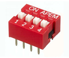 Dip switch spst 4w red nds-04-v