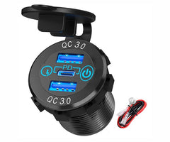 58w usb car charger 3-port pd / usb-c / usb-3 / ds2013-p13