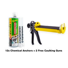 12PC CHEMICAL ANCHOR VINYLESTER 420ML STYRENE FREE C/W 2 CAULKING GUN