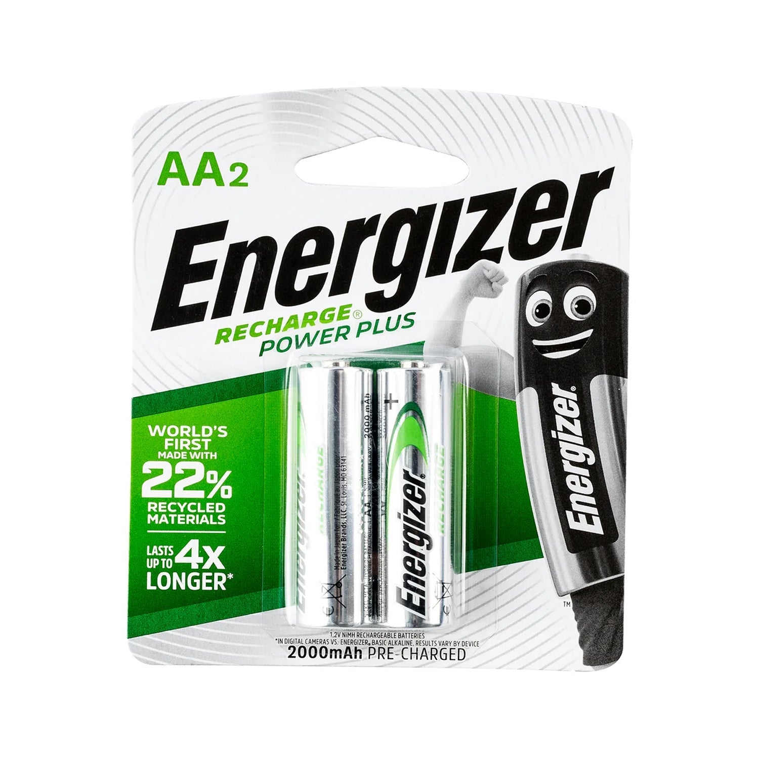 ENERGIZER RECHARGE 2000mAh AA - 2 PACK (MOQ6)