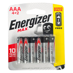 ENERGIZER MAX AAA - 6PACK 4+2 FREE