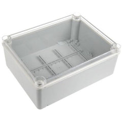 Encloser grey base and clear lid 120x120x90mm enl121209c