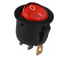 Round rocker switch spst 3p illuminated red kcd1-5-101n-rd