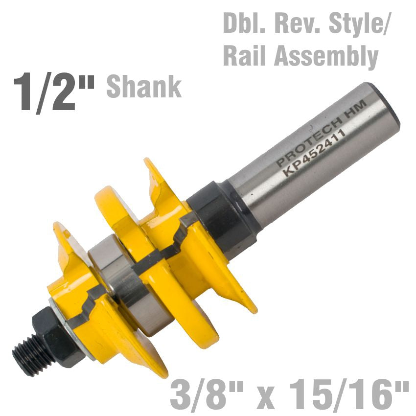 DOUBLE REVERSABLE STYLE & RAIL ASEMBLY OGEE 3/8' X 15/16' 1/2' SHANK