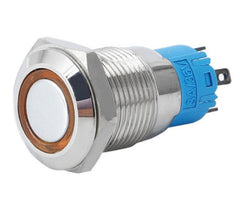 Push button switch 1xno/nc spdt 5a 12v m19 d=22 l=35 latching yellow las3-19f-w11el-yl