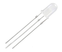 Led 5mm 3pin clear to red & blue com. anode 181300