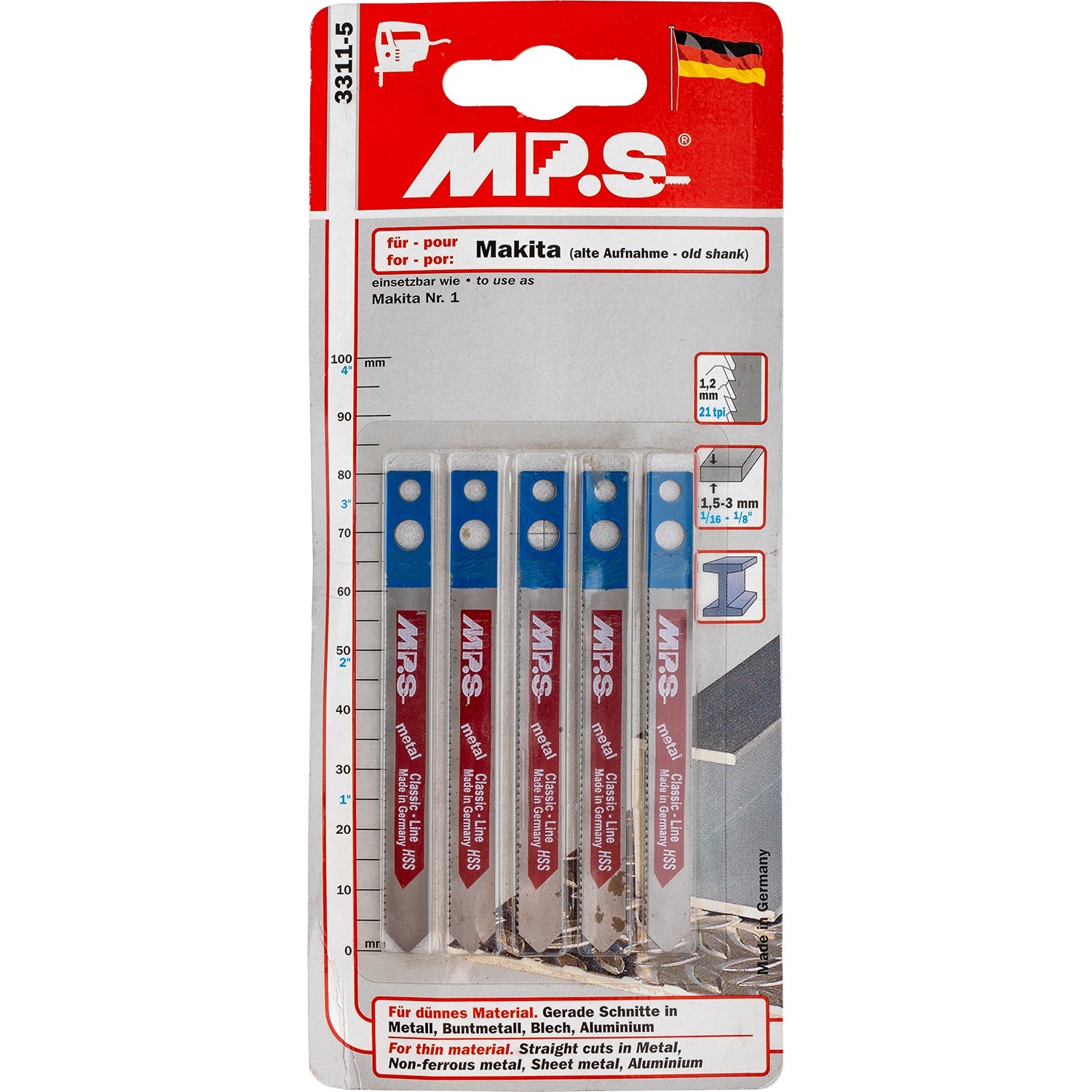 JIGSAW BLADE METAL MAKITA SHANK 80MM 21TPI