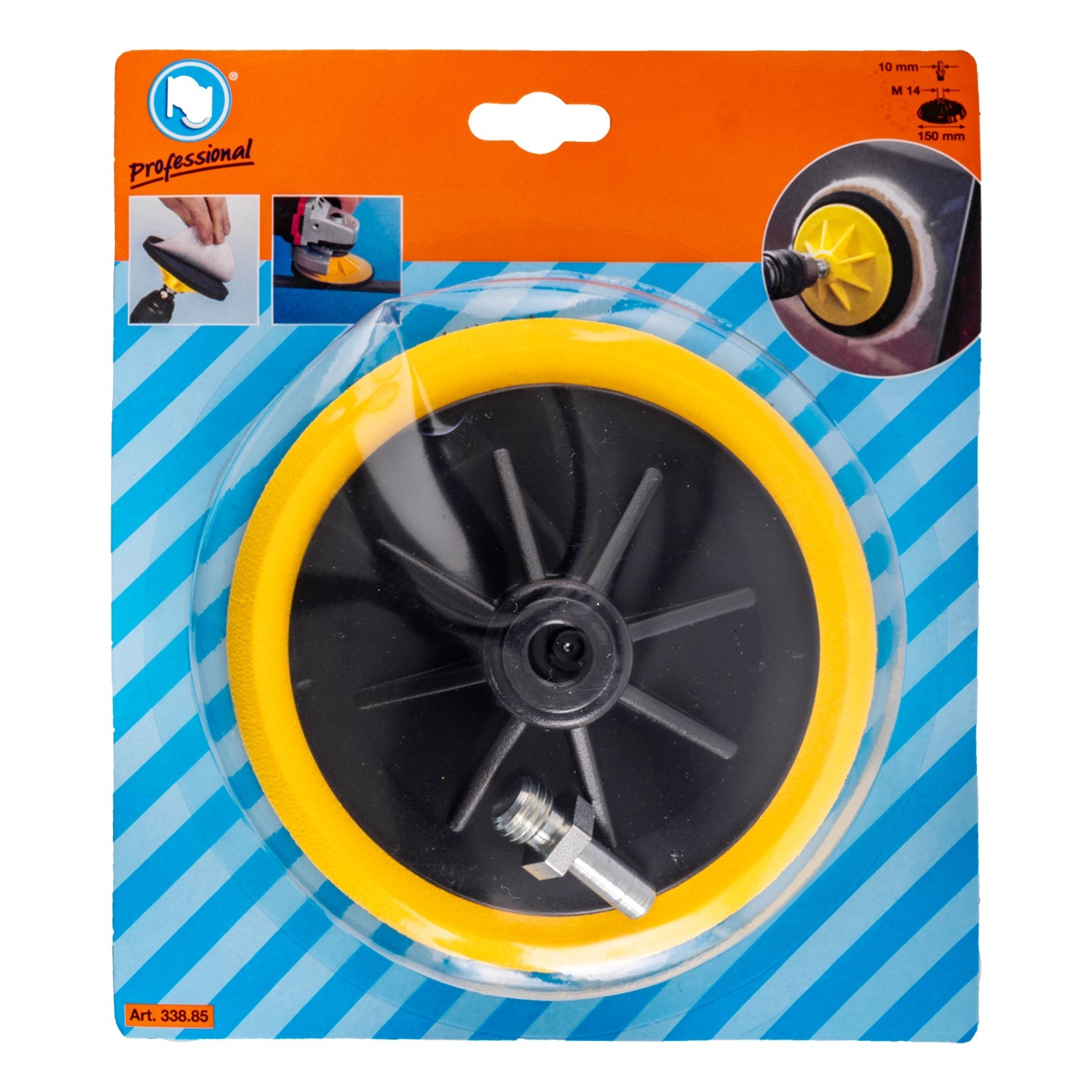 BACKING PAD HOOK & LOOP 150MM 14M + ARBOR