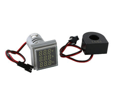 Panel mount white indicator 22mm v+a+f squar AC50-500V AC50-60HZ AC0-100A PL-AD101-22VAHZS-W