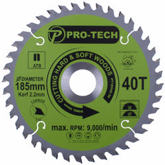 SAW BLADE TCT 185 X 2.2 X 30 X 40T WOOD PROF.