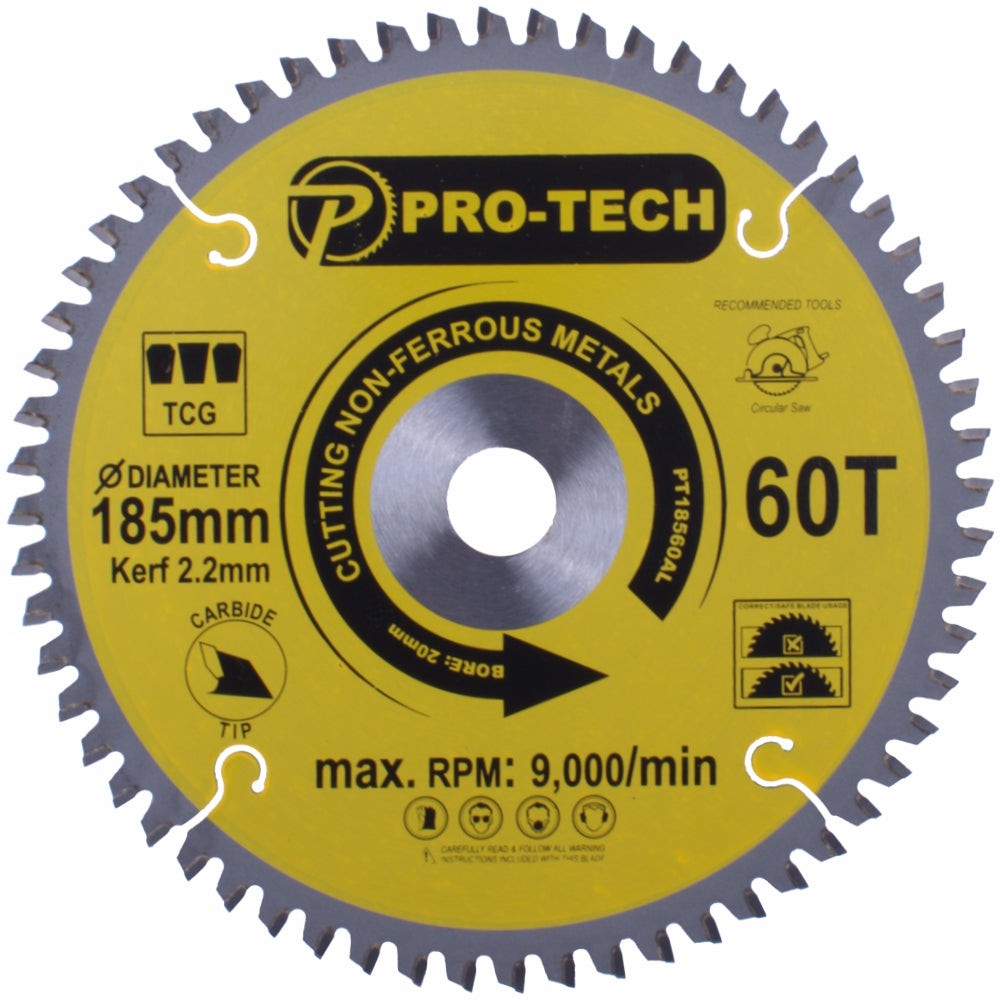 SAW BLADE TCT 185 X 2.2 X 20 X 60T ALUM. PROF.