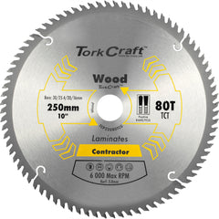 Blade contractor 250 x 80t tcg neg circular saw tct