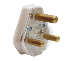 White plastic plugtop 15a/16a w/solid pins 1051p