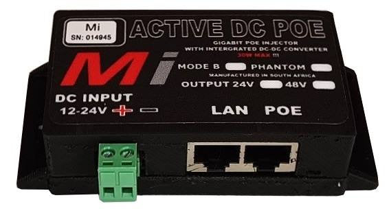Micro Instruments Gb DC PoE Injector, 12V or 24V in - 48V out, 30W Max