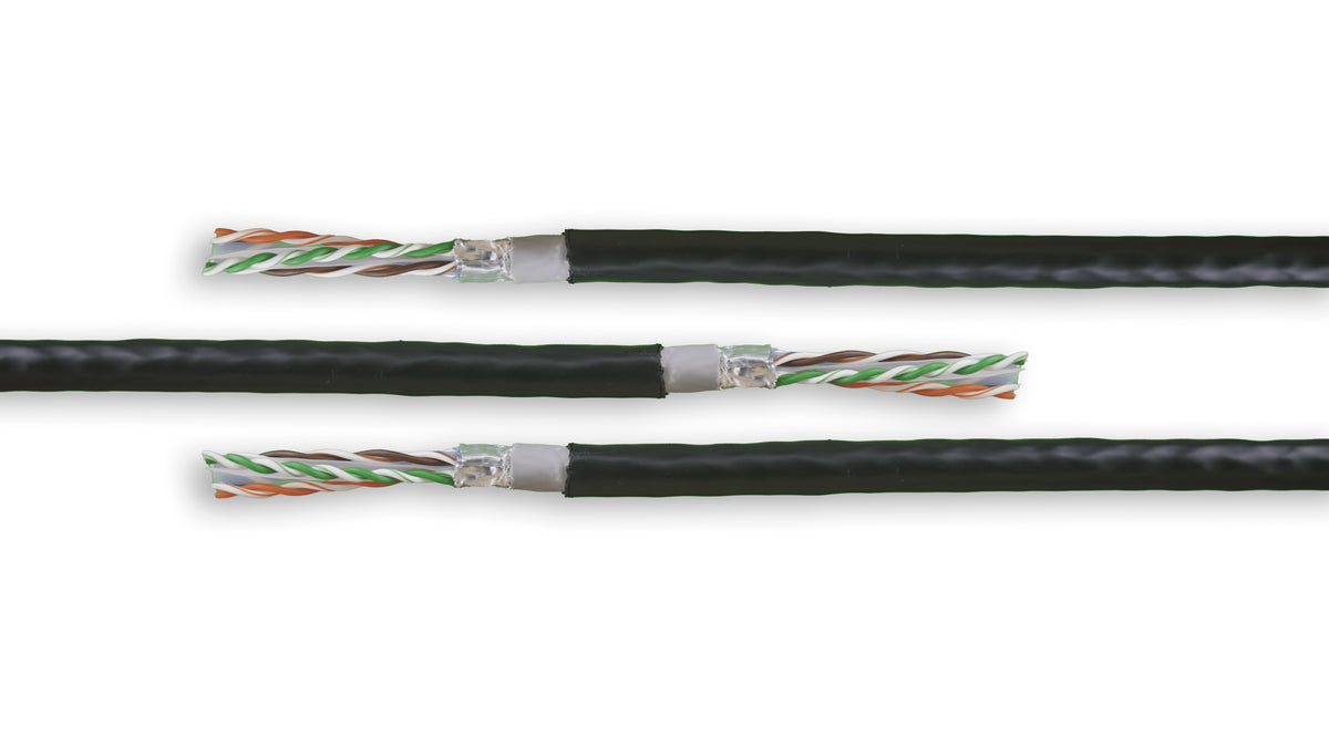 Acconet CAT6 UV Outdoor Ethernet Cable 100m Black Solid Core SF/TP Pull Box | CAT6U-100-SC