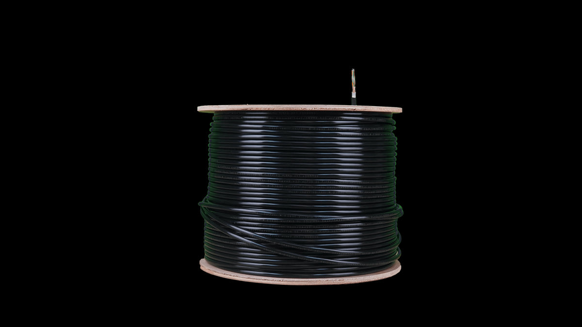 Acconet CAT6 UV Outdoor Ethernet Cable 305m Black Solid Core SF/TP Pull Box | CAT6U-305-SC