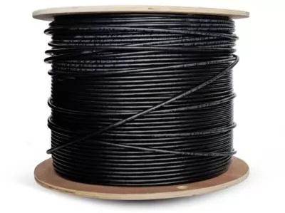Essential CAT5 UV Outdoor Ethernet Cable 500m Black Solid Copper SF/TP Roll | CAT5U-500-GEN-SC