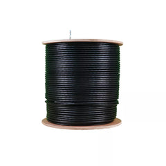 Essential CAT6 UV Outdoor Ethernet Cable 500m Black Solid Copper SF/TP Roll | CAT6U-500-SC-GEN
