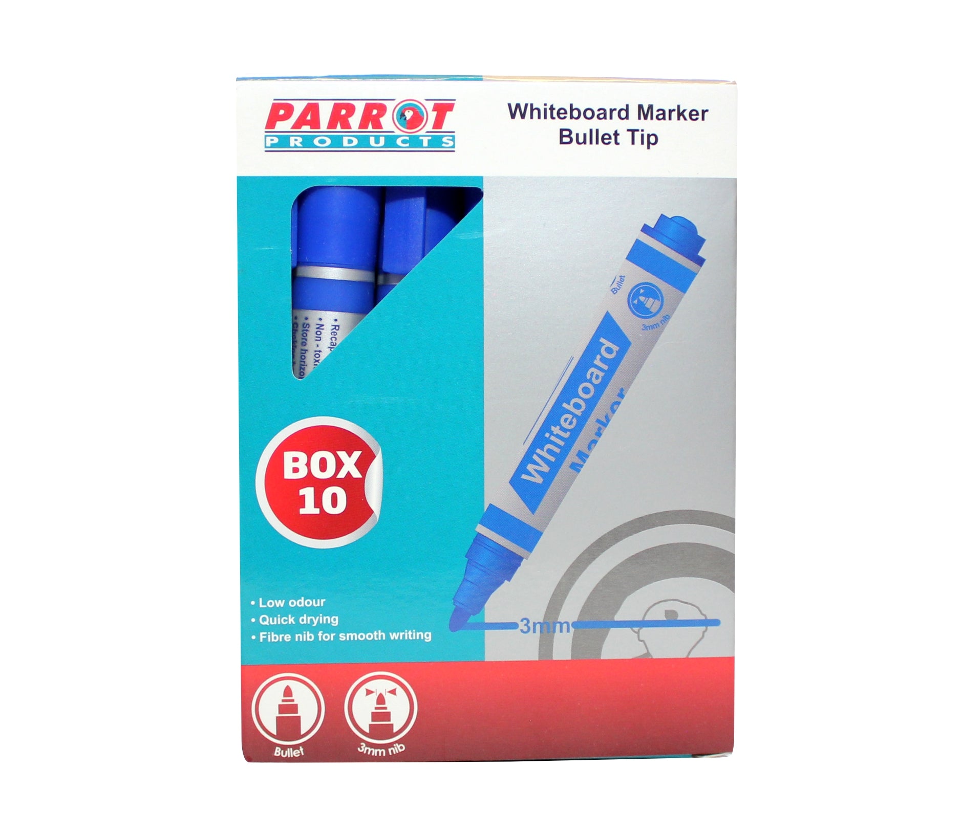 MARKER WHITEBOARD BULLET BOX 10 D/BLUE