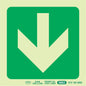 PHOTOLUMINESCENT 190MM SAFETY SIGN -E23-ARROW DOWN