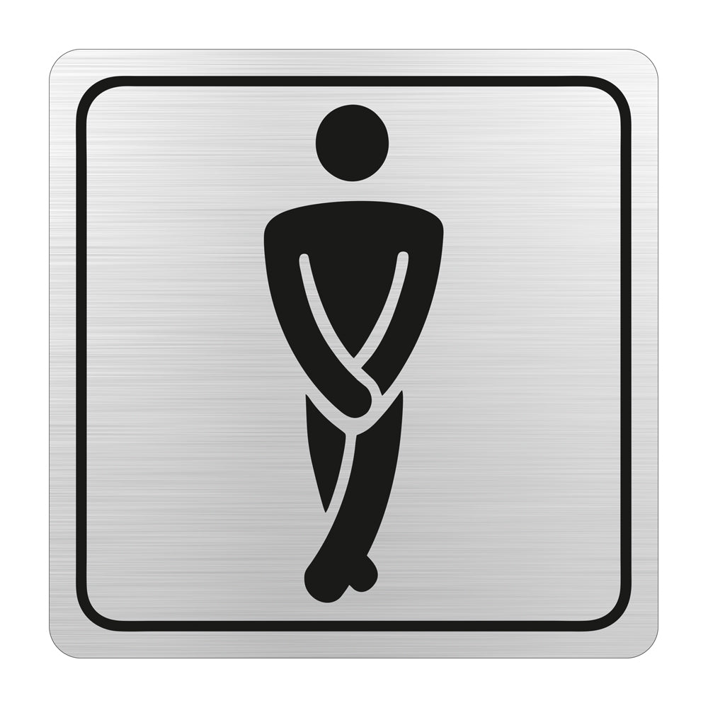 SIGN SYMBOLIC 150*150mm BLACK PRINTED GENTS TOILET SIGN ON BRUSHED ALUMINUM ACP - Price Concious Spot >>>  PC SPOT