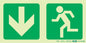 PHOTOLUMINESCENT 190MM SAFETY SIGN -E3-ARROW DOWN+RUNNING MAN