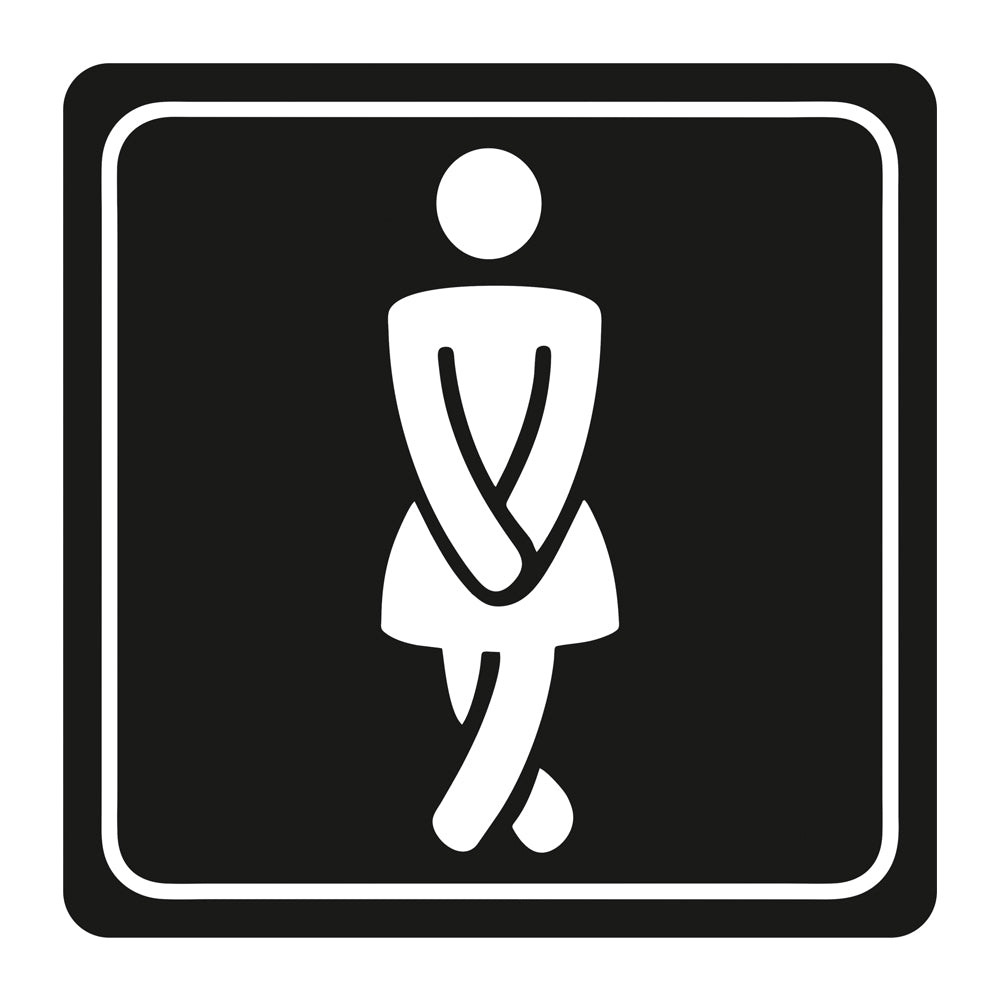 SIGN SYMBOLIC 150*150mm WHITE PRINTED LADIES TOILET SIGN ON BLACK ACP - Price Concious Spot >>>  PC SPOT