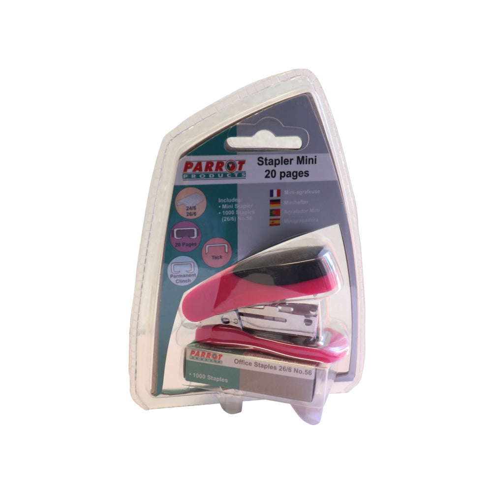 STAPLER PLASTIC MINI PINK + STAPLES (1000x26/6) - Price Concious Spot >>>  PC SPOT