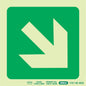 PHOTOLUMINESCENT 190MM SAFETY SIGN -E31-DIAGONAL ARROW DOWN AND RIGHT