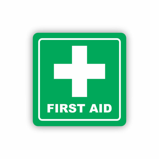 SIGN SYMBOLIC 150*150mm GREEN FIRST AID SIGN ON WHITE ACP