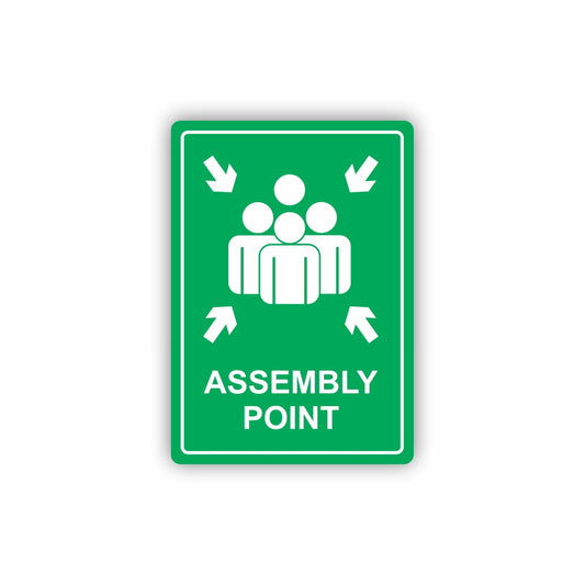 SIGN SYMBOLIC 297*210MM ASSEMBLY POINT GREEN ON WHITE ACP