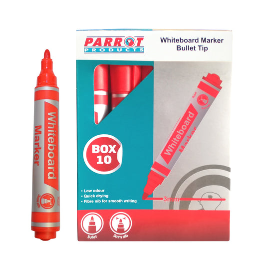 MARKER WHITEBOARD BULLET BOX 10 RED - Price Concious Spot >>>  PC SPOT