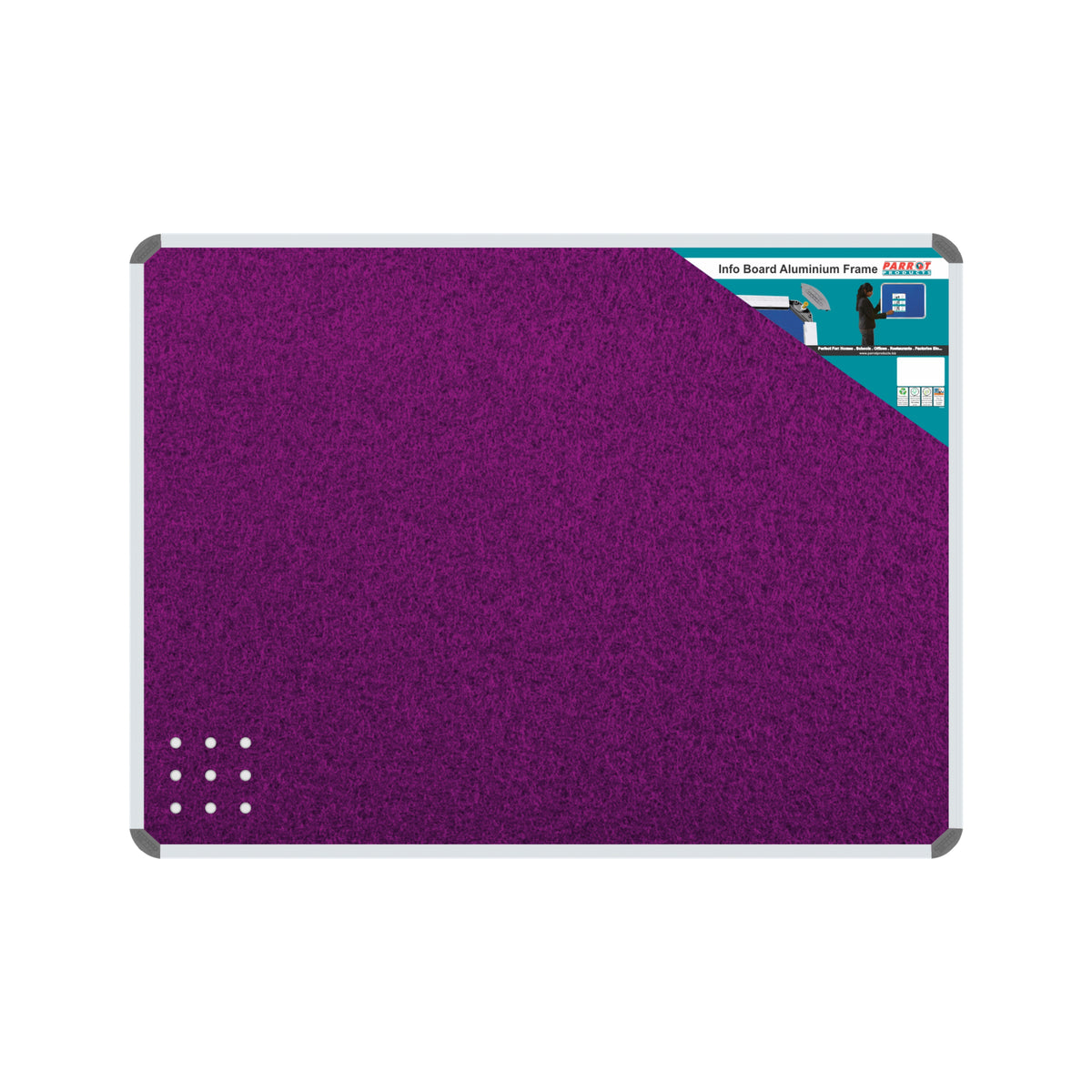 INFO BOARD ALUMINIUM FRAME 600*450MM PURPLE