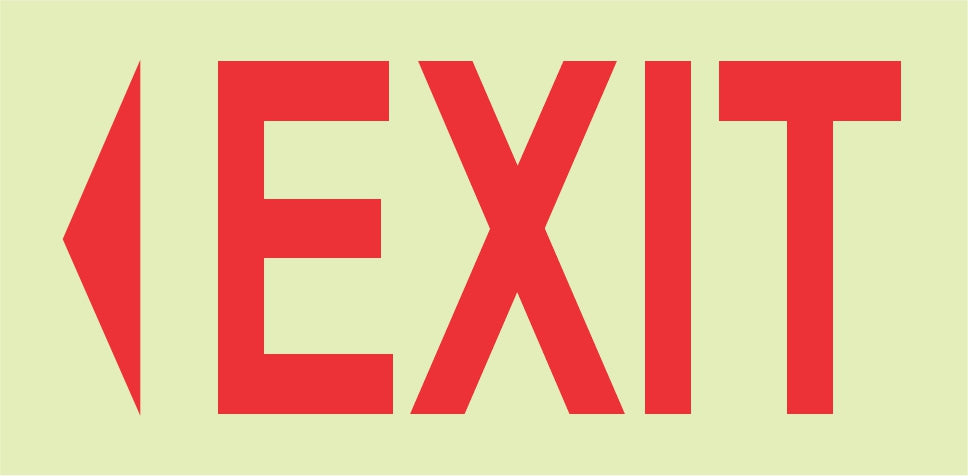 PHOTOLUMINESCENT 190MM SAFETY SIGN -E4-EXIT+ARROW RIGHT
