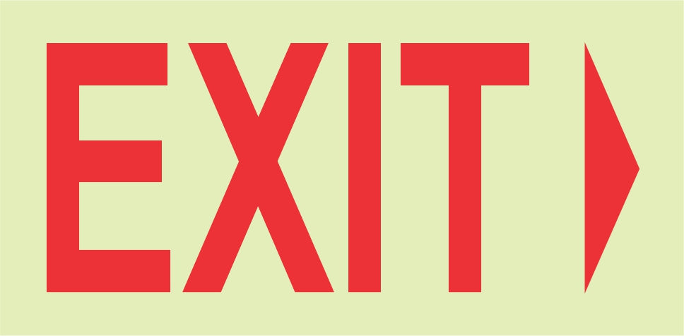 PHOTOLUMINESCENT 190MM SAFETY SIGN -E5-ARROW LEFT+EXIT
