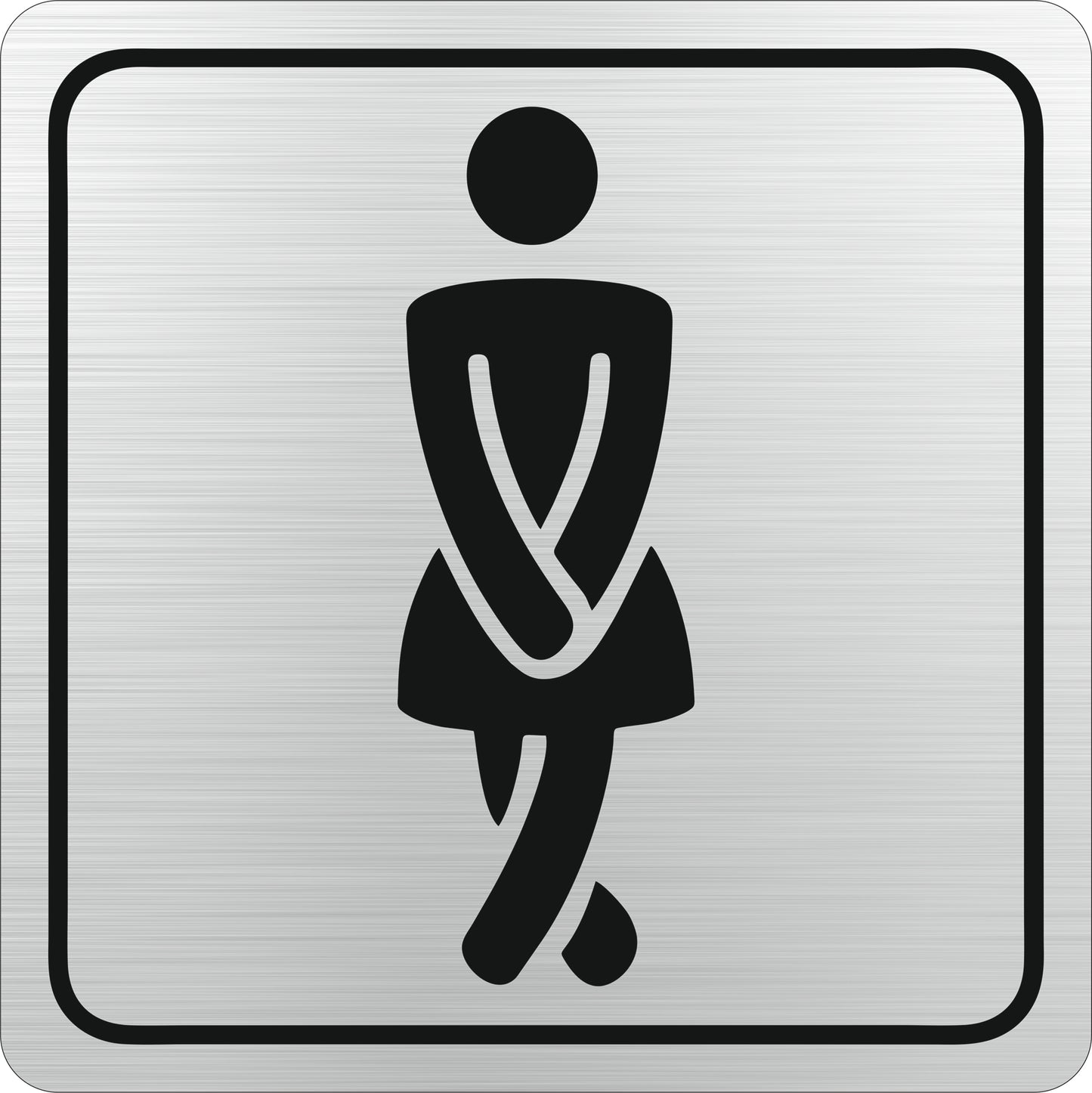 SIGN SYMBOLIC 150*150mm BLACK PRINTED LADIES TOILET SIGN ON BRUSHED ALUMINUM ACP - Price Concious Spot >>>  PC SPOT