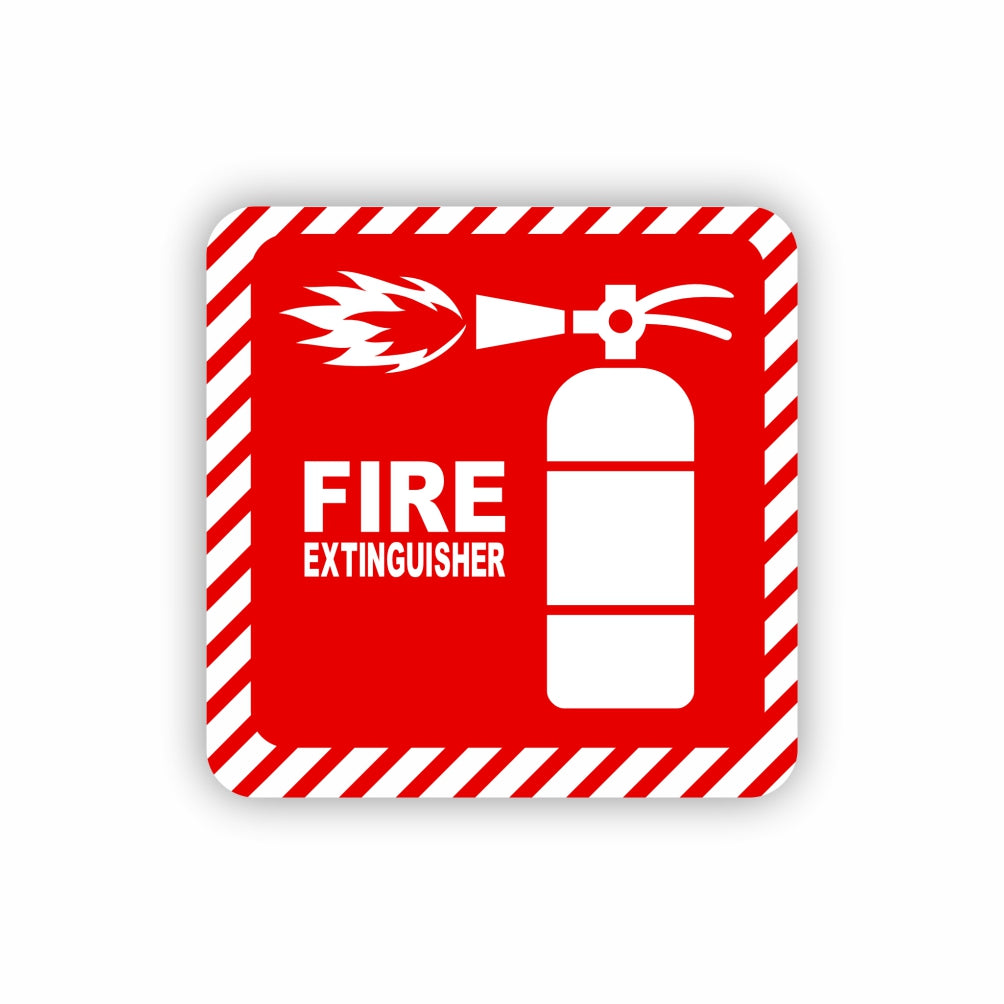 SIGN SYMBOLIC 150*150mm RED FIRE EXTINGUISHER ON WHITE ACP