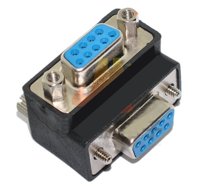 Adaptor r/a female to female with screw rs232-db9-90-d