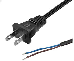 2pin flat mains plug to open end lead 0.75 1.5m black 240048