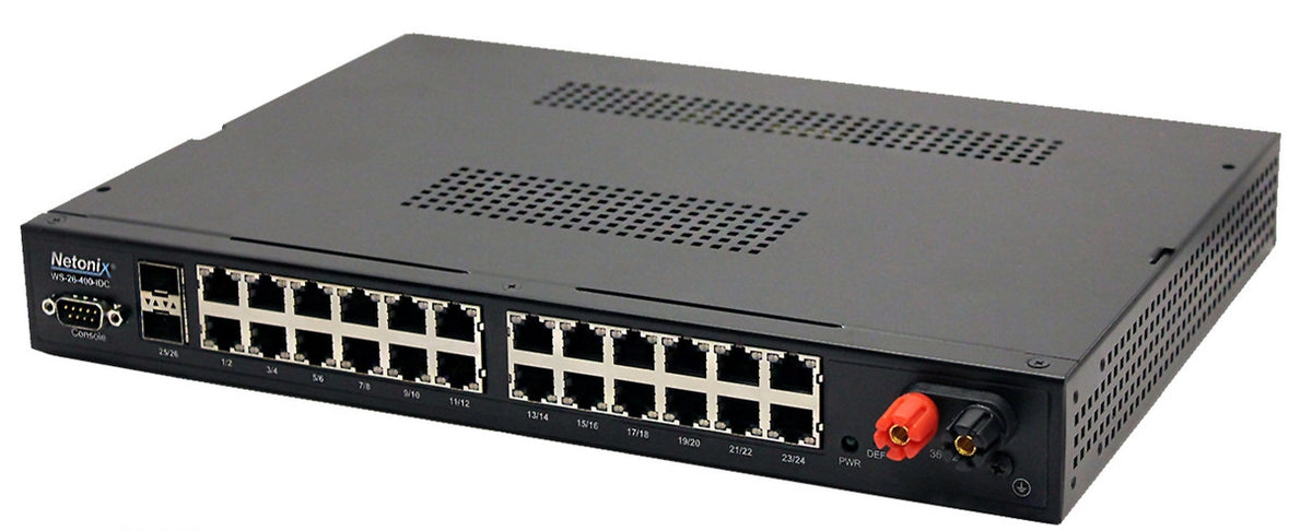 Netonix 24-Port Managed PoE Switch 24V-48V IDC PoE + 2SFP Uplink Ports 400W | NTX-WS-26400-IDC