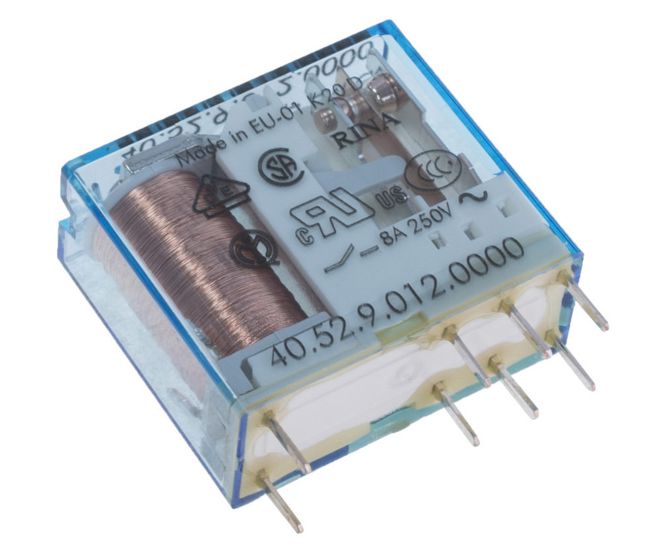 Relay dpdt 8a 12vdc rect 8pcb 40.52.9.012.0000