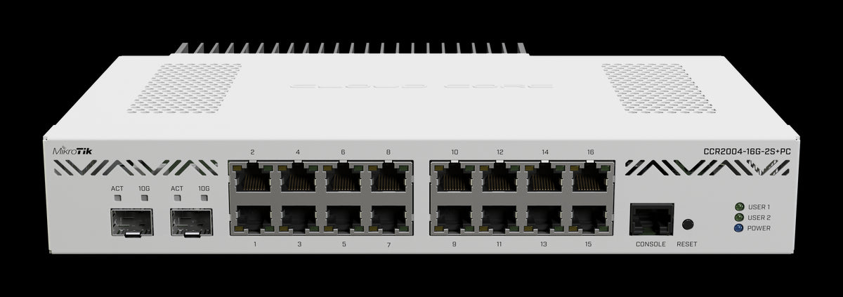 MikroTik Cloud Core 16 Port Gigabit 2SFP+ Passive Cooling Router | MT-RBCCR2004-16G-2S+PC