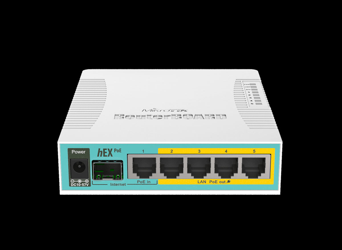 MikroTik hEX PoE - Desktop PoE Router with 5 Gb, 1 SFP and 1 USB port