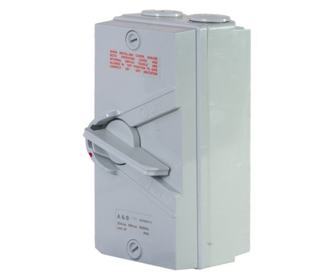 Isolator 20A 2P weatherproof lockable ABIS220-N