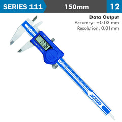 DIG. CALIPER 150MM 0.03MM ACC. S/STEEL 0.01MM RES.